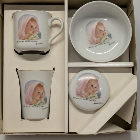 Vintage 1984 Baby's First Gift Set - Bowl, Cup, Tumbler & Pin Box - Picture 15 of 15